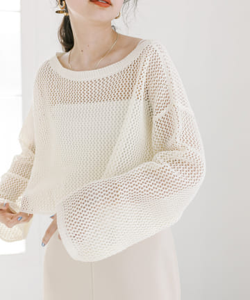 OUTLET(アウトレット) 【mystic】メッシュショートニット