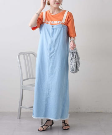 ■綿麻デニムサス付きスカート