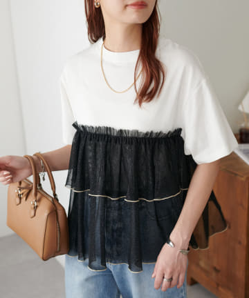 DISCOAT(ディスコート) 【WEB限定】メローチュールドッキングTシャツ