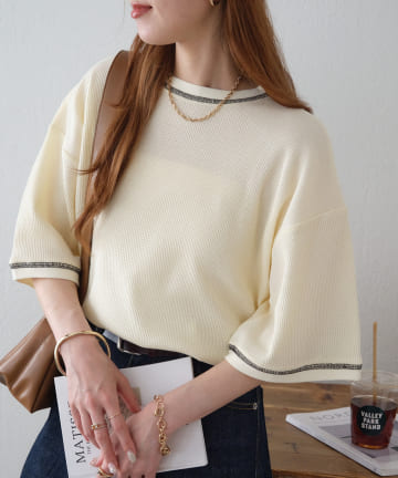 【WEB限定】ワッフル配色ステッチ半袖Tシャツ