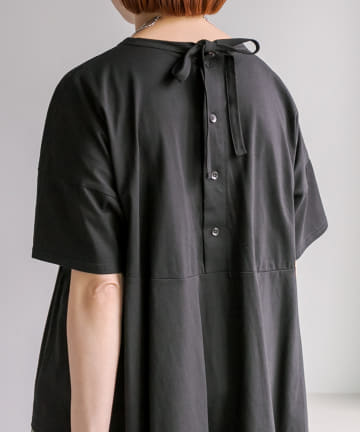 PUAL CE CIN(ピュアルセシン) 【Du noir/WEB限定】バックリボンペプラムシルケットTシャツ