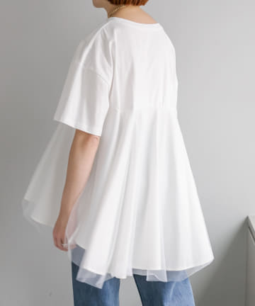 PUAL CE CIN(ピュアルセシン) 【Du noir/WEB限定】チュールドッキングTシャツ