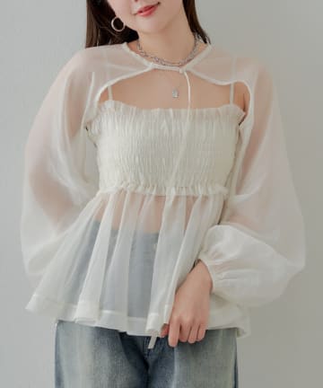 OUTLET(アウトレット) 【Chico】ボレロペプラムキャミSET