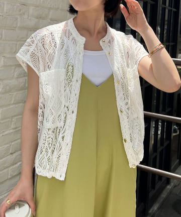 Jena　espace merveilleux(ジェナ　エスパスメルヴェイユ) レースノースリブラウス