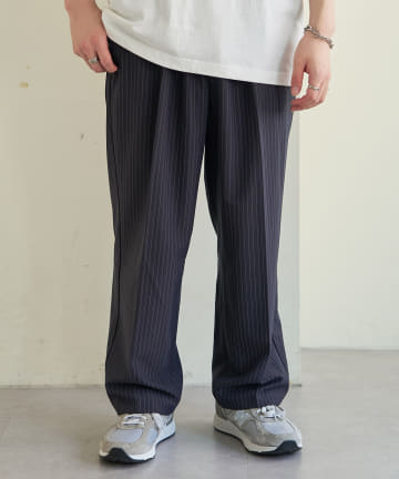 ピンストライプワイドイージーパンツ