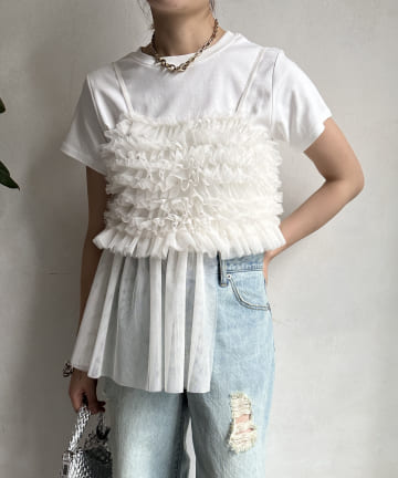 DOUDOU(ドゥドゥ) 【WEB限定】チュールビスチェTEE