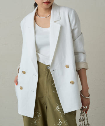 OUTLET(アウトレット) 【Loungedress】リネンダブルジャケット