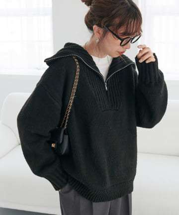 【新色追加！/WEB限定】ハーフZIPニットプルオーバー