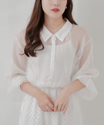 Remind me and forever(リマインドミーアンドフォーエバー) 後ろリボンシアーシャツ