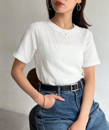 カットジャガードコンパクトTシャツ