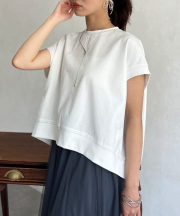 ラメ糸ステッチBACKコクーンTシャツ