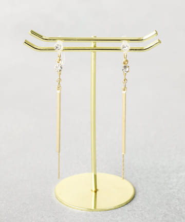 3COINS(スリーコインズ) ガラスメタルバー樹脂イヤリング