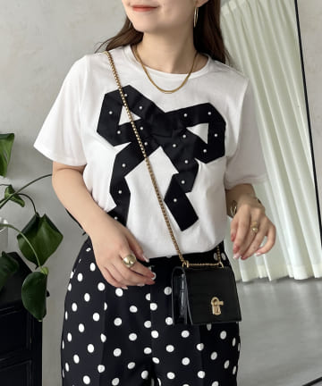 グログランリボンパールTシャツ