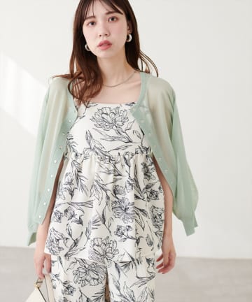 natural couture(ナチュラルクチュール) ブッチャー線画花柄プリントキャミチュニック