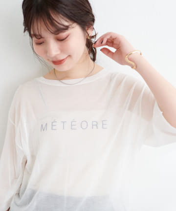 natural couture(ナチュラルクチュール) シアープリントゆるニットプルオーバー