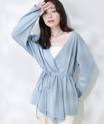 natural couture(ナチュラルクチュール) 【水着】カシュクールリブラッシュガードトップス