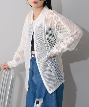 【Kastane】ハシゴレースシアーZIPシャツ