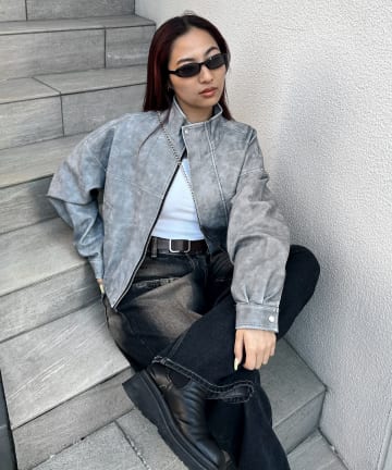 OUTLET(アウトレット) 【WHO'S WHO gallery】ヴィンテージライクレザーブルゾン