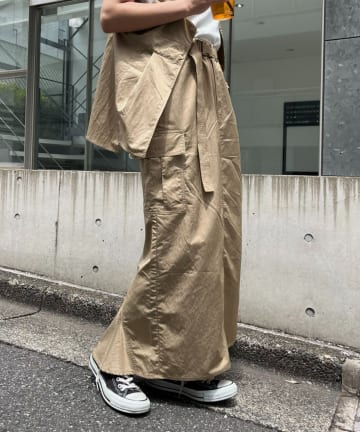 【ベルト付き】ナイロンバックマーメイドカーゴスカート