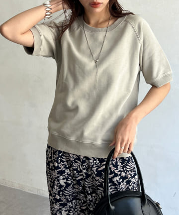 Chez toi(シェトワ) フロスト加工裏毛ラグラン半袖プルオーバー
