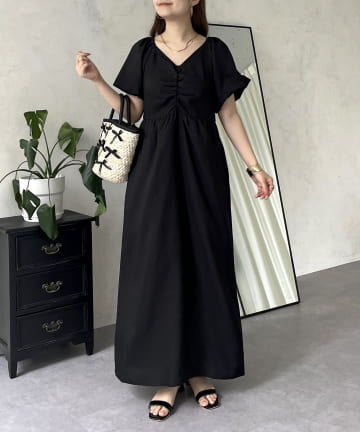 prose verse(プロズヴェール) シャーリングパフスリーブナローワンピース