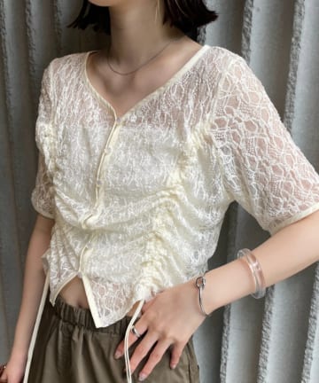 【4色展開】[mline]半袖ドロストレーストップス