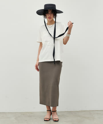 LARUTA(ラルータ) UV＆接触冷感シンプルIラインニットスカート