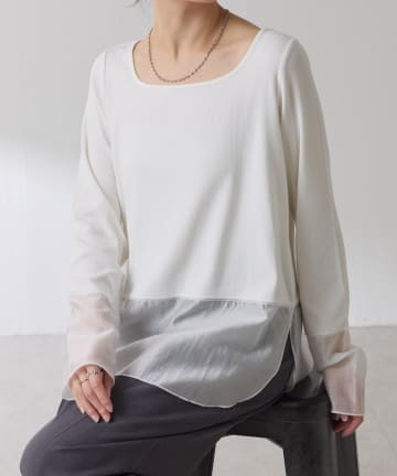 COLLAGE GALLARDAGALANTE(コラージュ ガリャルダガランテ) 【スクエアネックが登場！レイヤードに最適】 裾シアーロンT