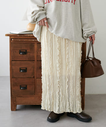 ジャガードプリーツナロースカート