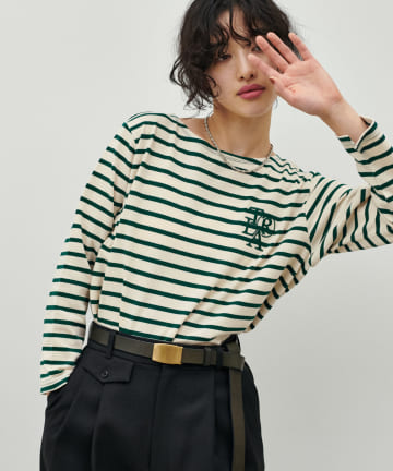 LARUTA(ラルータ) 厚盛りちびロゴ刺繍ロンT