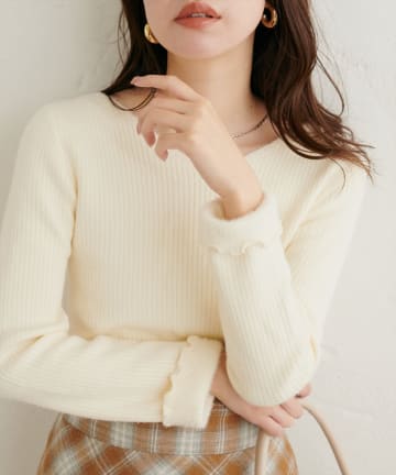 natural couture(ナチュラルクチュール) 裏シャギー2WAYリブニットプルオーバー