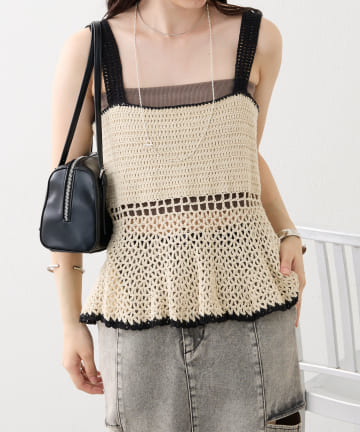 【2色展開】クロシェニットキャミ