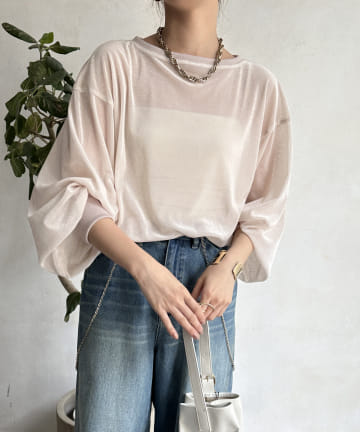 【WEB限定】ベロアメッシュプルオーバー