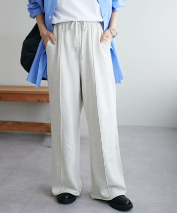 裏毛センタープレスワイドパンツ