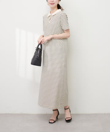 natural couture(ナチュラルクチュール) 配色スキッパーカットソーワンピース