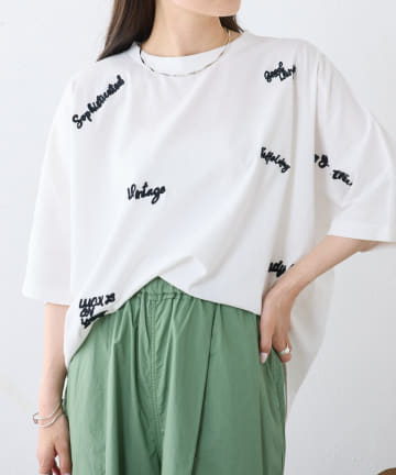 PUAL CE CIN(ピュアルセシン) 【2024AW】手書き風ロゴ刺繍ハーフスリーブTシャツ