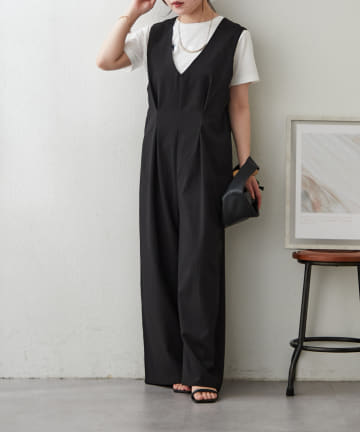 Remind me and forever(リマインドミーアンドフォーエバー) 《細見えシルエット》ウエストタックサロペット