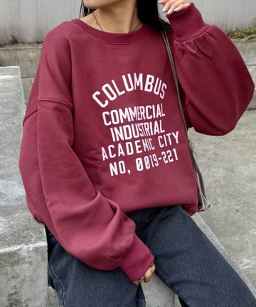 CIAOPANIC TYPY(チャオパニックティピー) サイドスリットバルーンスリーブカレッジスウェット