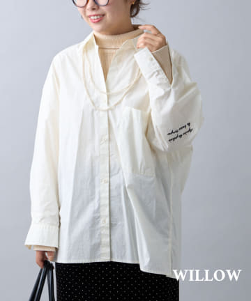 【WILLOW】ワンポイント刺繍オーバースリープシャツ