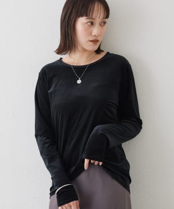 RIVE DROITE(リヴドロワ) 【着るだけで様になる】シアーベロアロンT