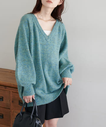 【WEB限定】ふわメランジバックスリットプルオーバー