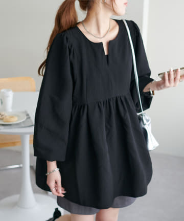 DISCOAT(ディスコート) 【新色追加!/WEB限定】キーネックペプラムブラウス