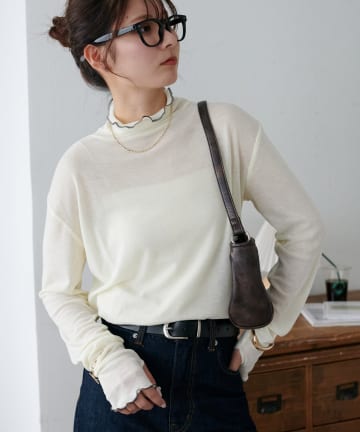 DISCOAT(ディスコート) 【WEB限定】メロー配色ハイネックロンT