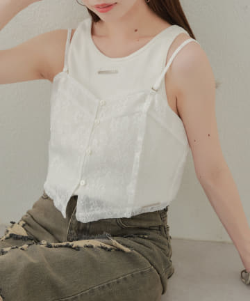 OUTLET(アウトレット) 【Chico】コンパクトランジェリーデザインキャミ