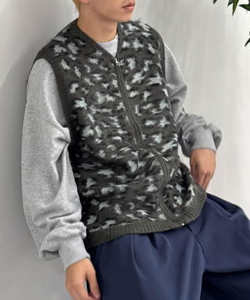 【TOWNCRAFT/タウンクラフト】SHAGGY PATTERN ZIP VEST