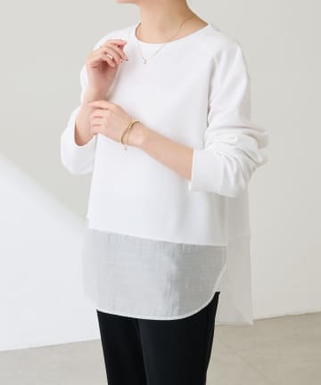 COLLAGE GALLARDAGALANTE(コラージュ ガリャルダガランテ) 【シアー切替が登場＆再入荷！】カットジョーゼットロンT/Tブラウス