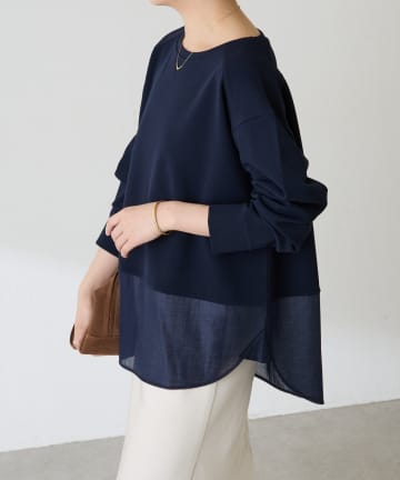 COLLAGE GALLARDAGALANTE(コラージュ ガリャルダガランテ) 【シアー切替が登場/レイヤードアイテム】カットジョーゼットロンT/Tブラウス