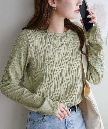 DISCOAT(ディスコート) 【新色追加！】立体ジャガードロングスリーブ《WEB限定カラーあり》