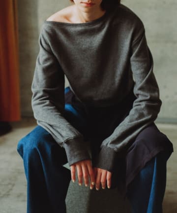 OUTLET(アウトレット) 【Pasterip】Suede touch one shoulder sweat