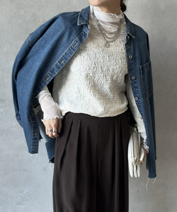 【WEB限定】レイヤードライクシャーリングトップス